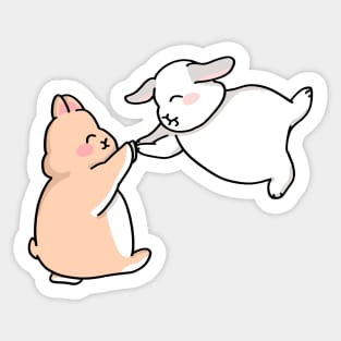 Happy Couple Fat Rabbit Sticker